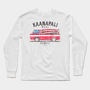 Kaanapali Maui Hawaii Patriotic Surfing Long Sleeve T-Shirt